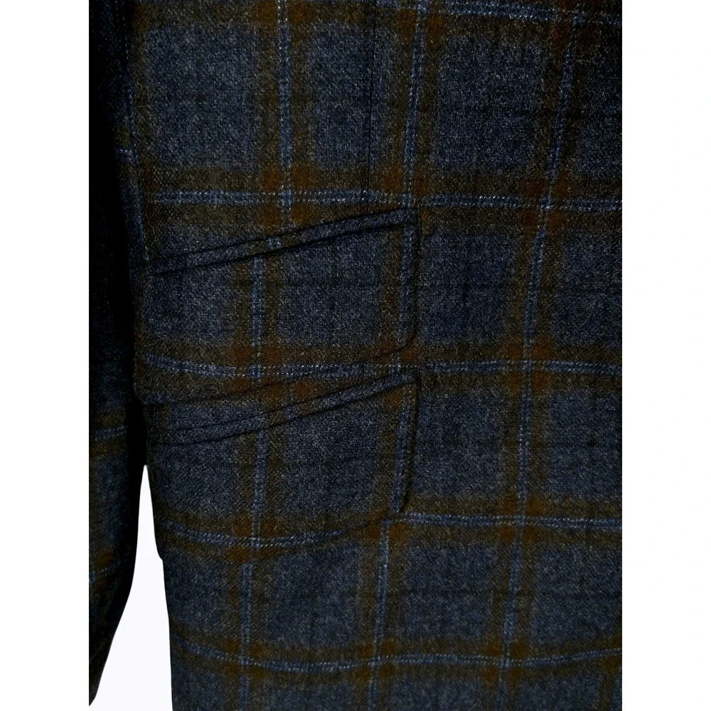 Strong Suit Cutlass Blue Windowpane Wool Cashmere Silk Blazer Sport Coat‎ 38R